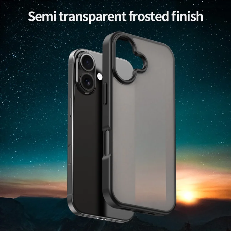 For iPhone 17 Skærm, Touch, Matte, Anti-drop, TPU, PC, Telefon Bagdæksel - Sort