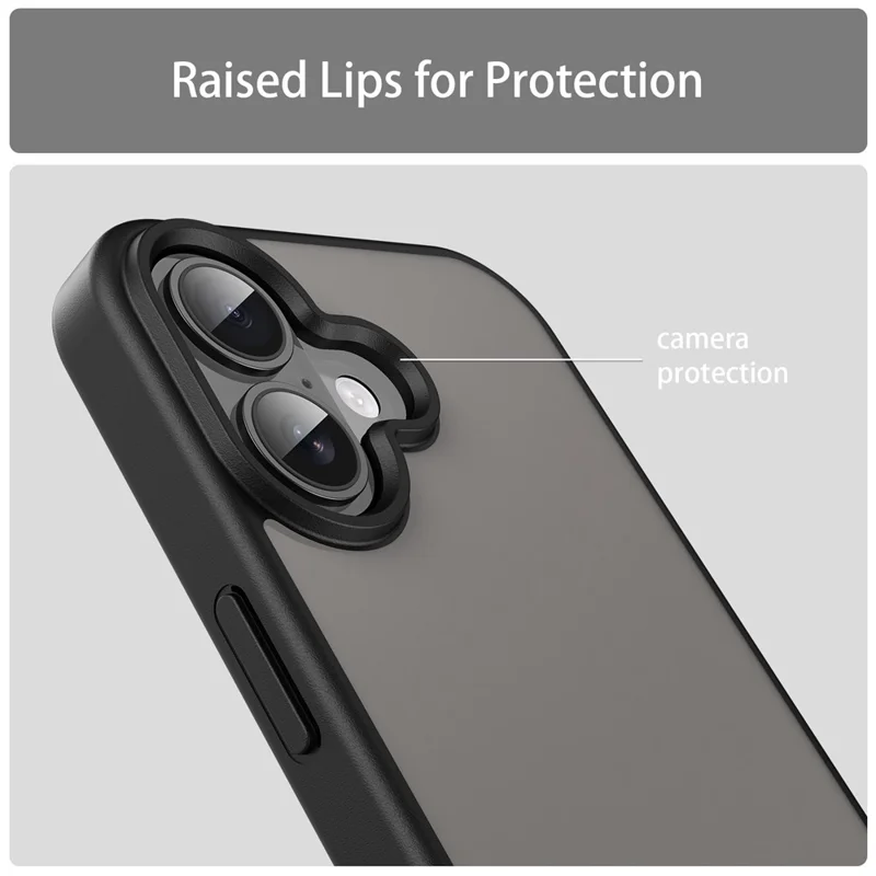 For iPhone 17 Skærm, Touch, Matte, Anti-drop, TPU, PC, Telefon Bagdæksel - Sort