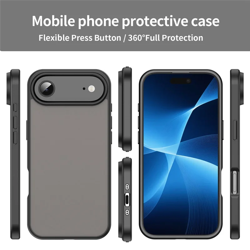 For iPhone Air Case Skin Touch Matte Anti Drop TPU PC Phone Back Cover - Black