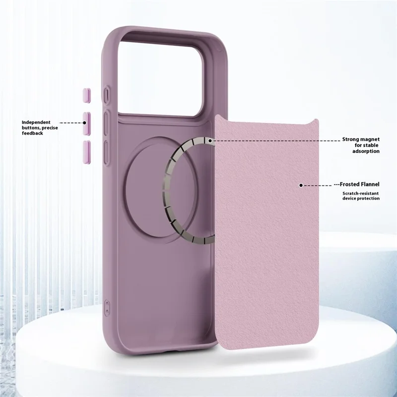 Bulk Purchasing For iPhone 17 Pro Max Case Compatible with MagSafe Litchi Pattern PC TPU Back Cover - Purple