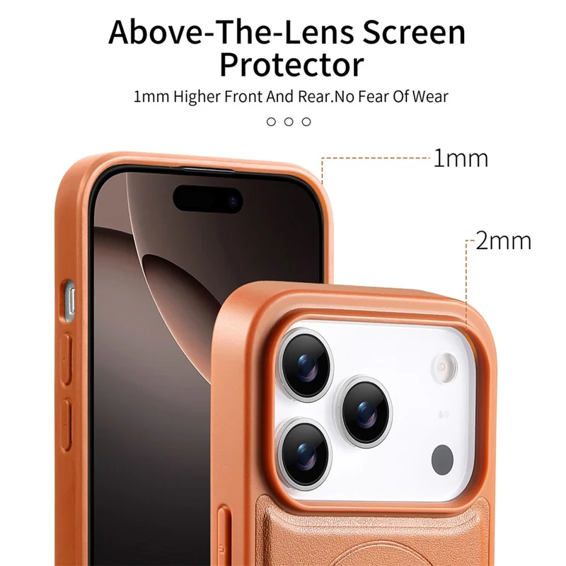 CASENEO For iPhone 17 Pro Max Magnetic Case Wristband PU Leather + PC Shockproof Phone Cover - Brown