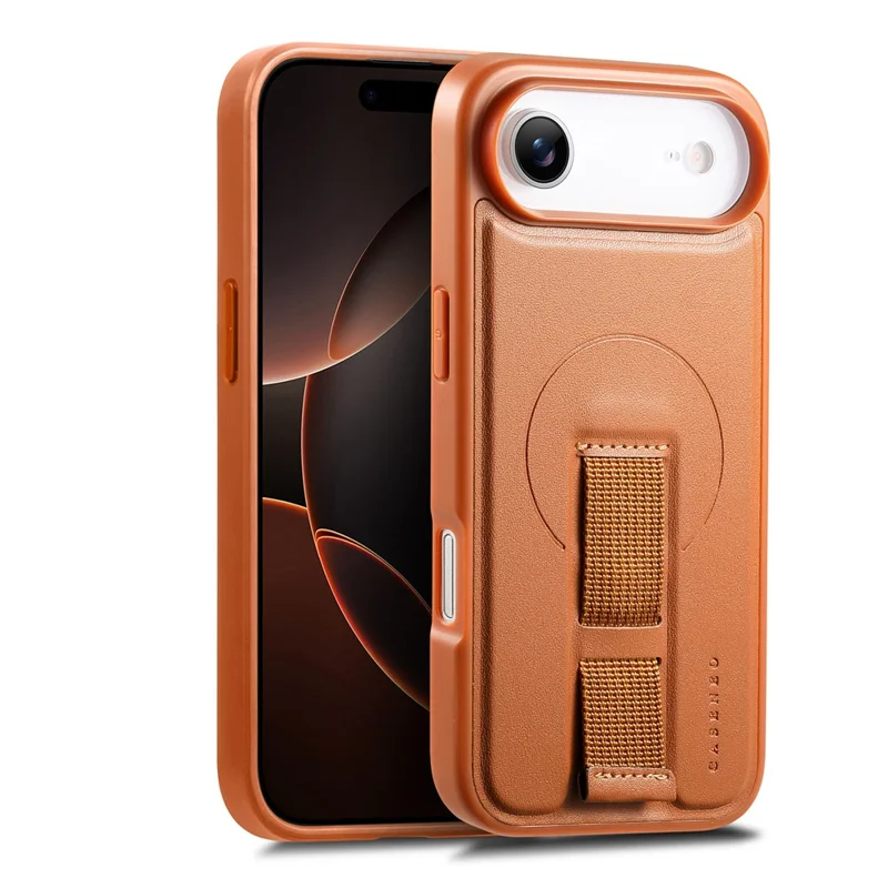 CASENEO For iPhone Air Magnetic Case Wristband PU Leather + PC Shockproof Phone Cover - Brown
