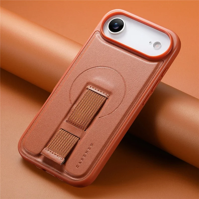 CASENEO For iPhone Air Magnetic Case Wristband PU Leather + PC Shockproof Phone Cover - Brown