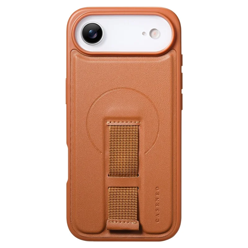 CASENEO For iPhone Air Magnetic Case Wristband PU Leather + PC Shockproof Phone Cover - Brown