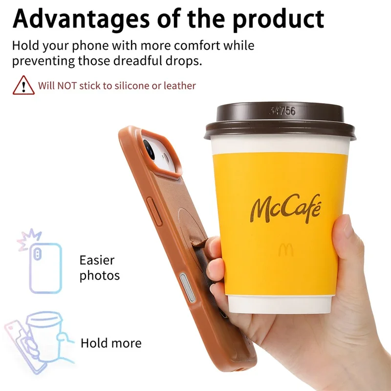 CASENEO For iPhone Air Magnetic Case Wristband PU Leather + PC Shockproof Phone Cover - Brown