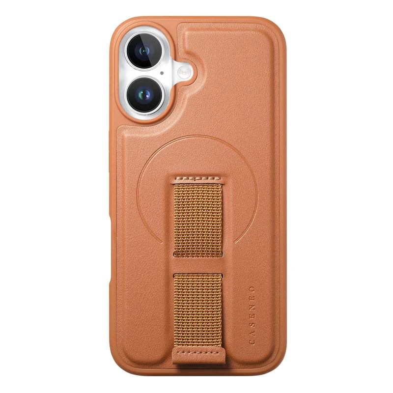 CASENEO For iPhone 17 Magnetic Case Wristband PU Leather + PC Shockproof Phone Cover - Brown