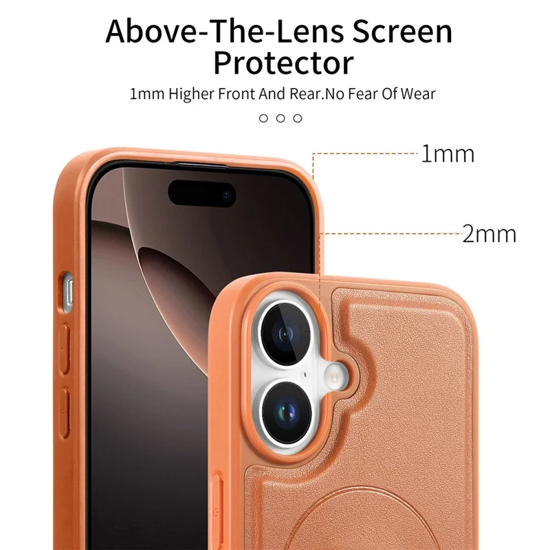 CASENEO For iPhone 17 Magnetic Case Wristband PU Leather + PC Shockproof Phone Cover - Brown