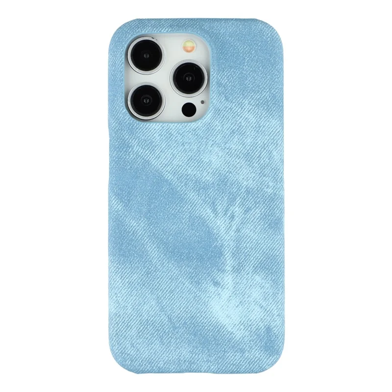For iPhone 15 Pro Magnetic Case Denim Cloth Texture Leather + PC Shockproof Phone Cover - Baby Blue