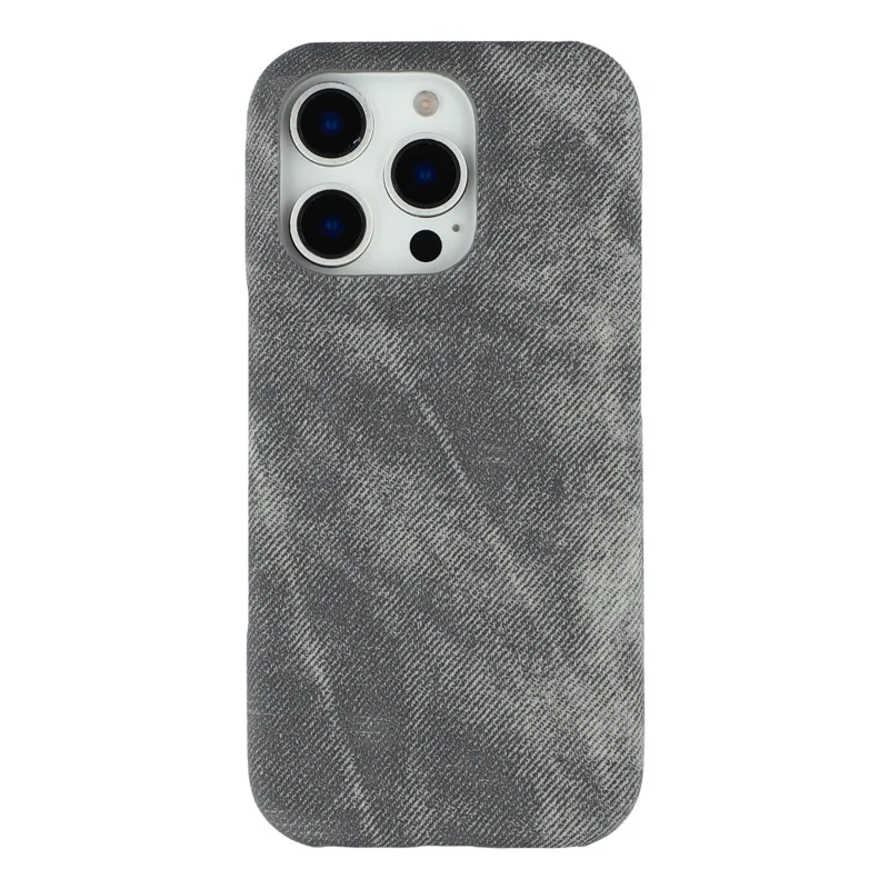 For iPhone 16 Pro Magnetic Case Denim Cloth Texture Leather + PC Shockproof Phone Cover - Dark Grey