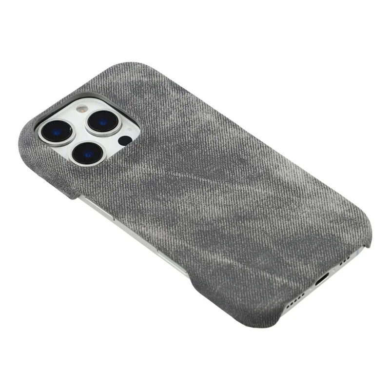 For iPhone 16 Pro Magnetic Case Denim Cloth Texture Leather + PC Shockproof Phone Cover - Dark Grey