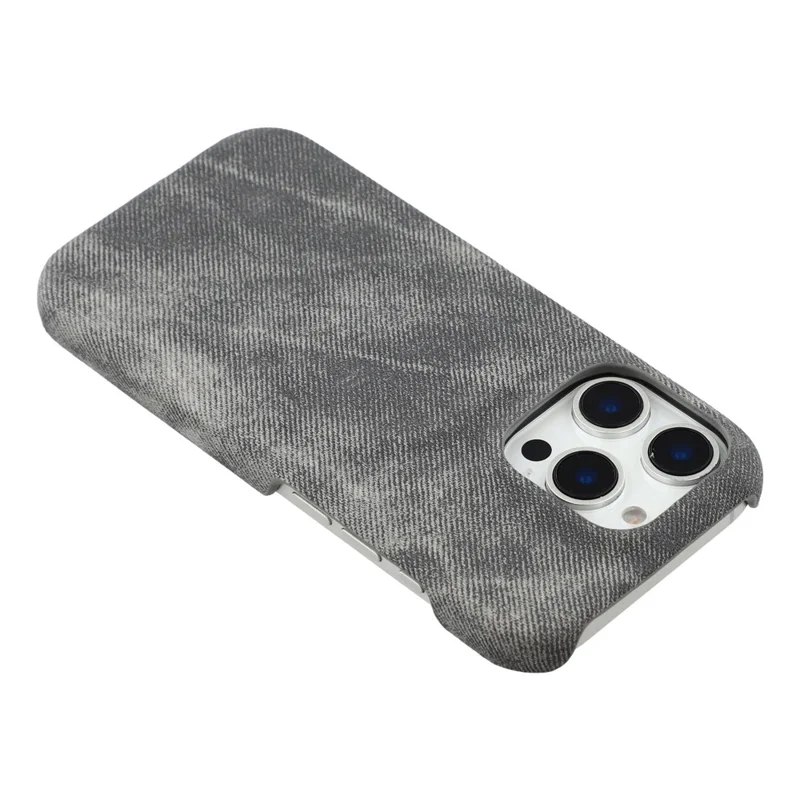 For iPhone 16 Pro Magnetic Case Denim Cloth Texture Leather + PC Shockproof Phone Cover - Dark Grey