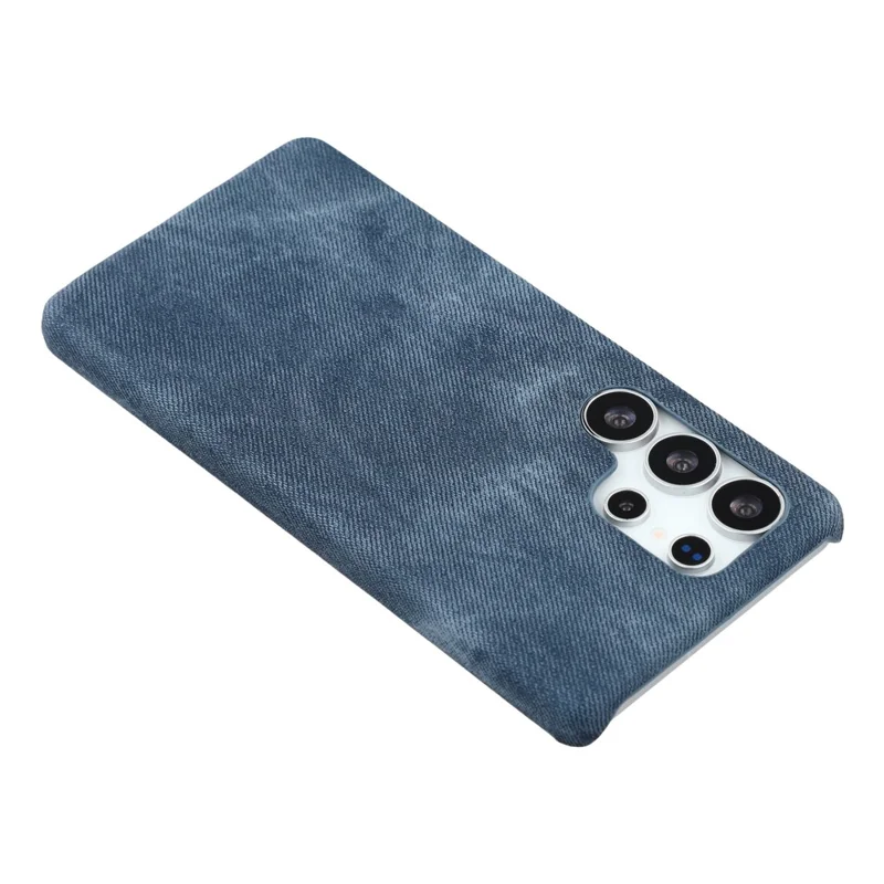 For Samsung Galaxy S24 Ultra Magnetic Case Denim Cloth Texture Leather + PC Shockproof Phone Cover - Dark Blue