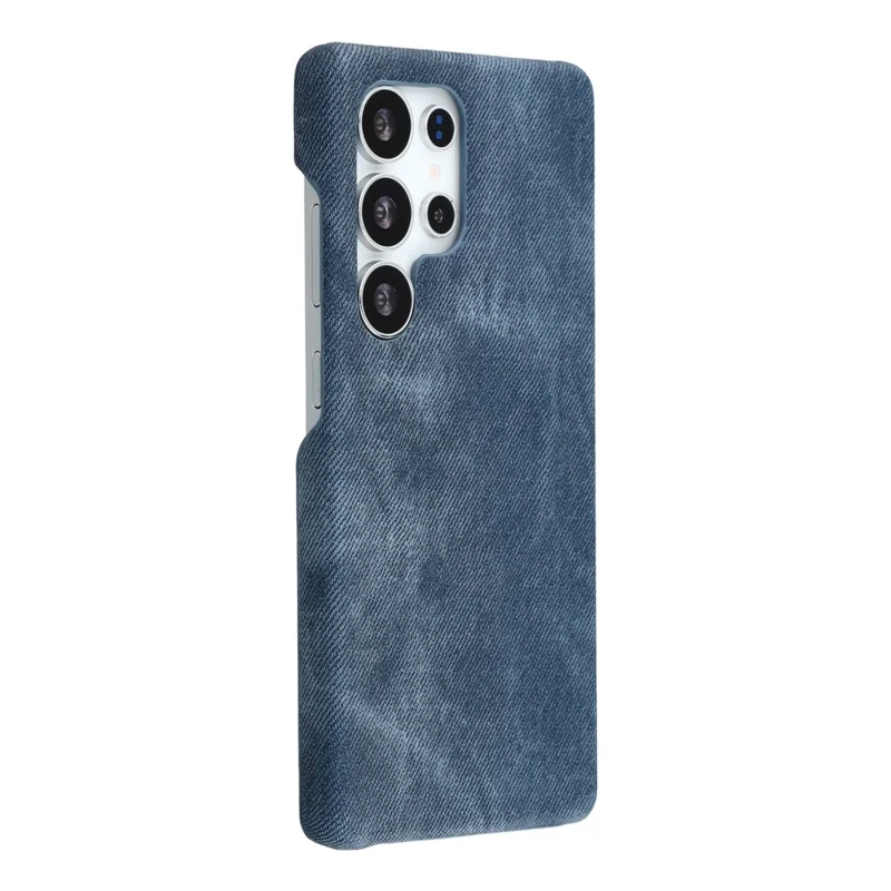 For Samsung Galaxy S23 Ultra Magnetic Case Denim Cloth Texture Leather + PC Shockproof Phone Cover - Dark Blue