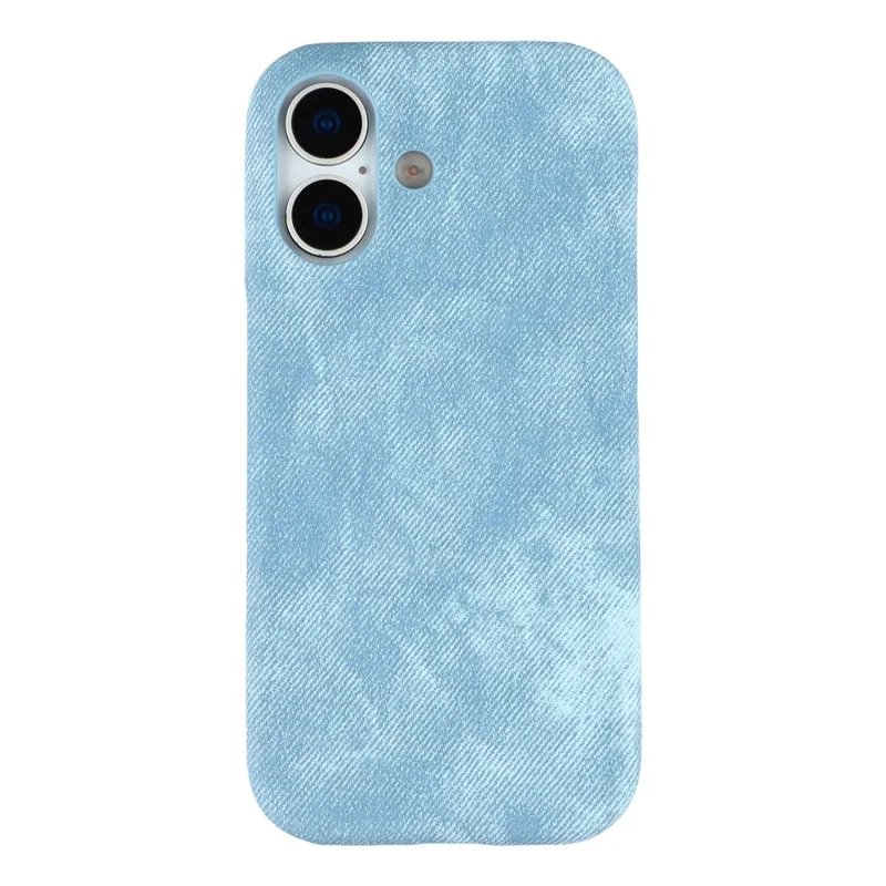 For iPhone 16 Magnetic Case Denim Cloth Texture Leather + PC Shockproof Phone Cover - Baby Blue