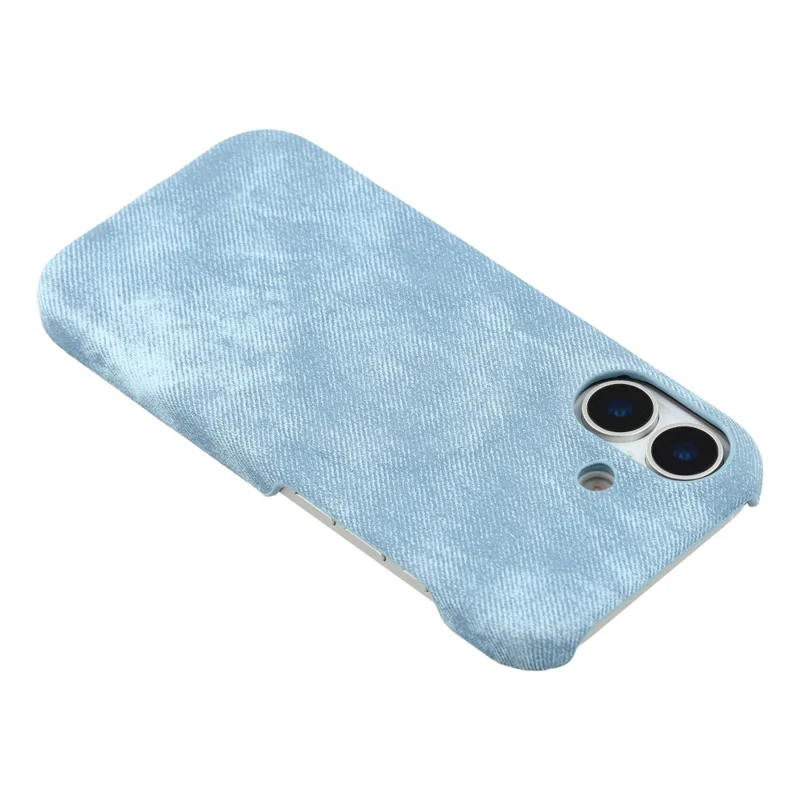 For iPhone 16 Magnetic Case Denim Cloth Texture Leather + PC Shockproof Phone Cover - Baby Blue