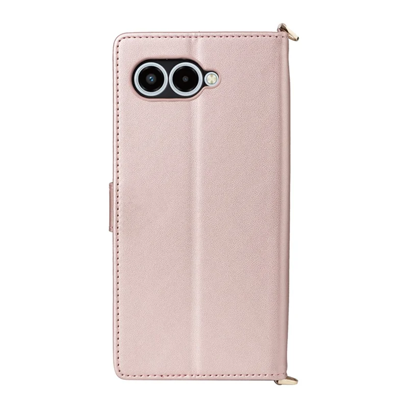 For T-Mobile REVVL 8  /  T Phone 3 Case with Shoulder  /  Wrist Strap Leather Phone Cover Stand Wallet - Pink