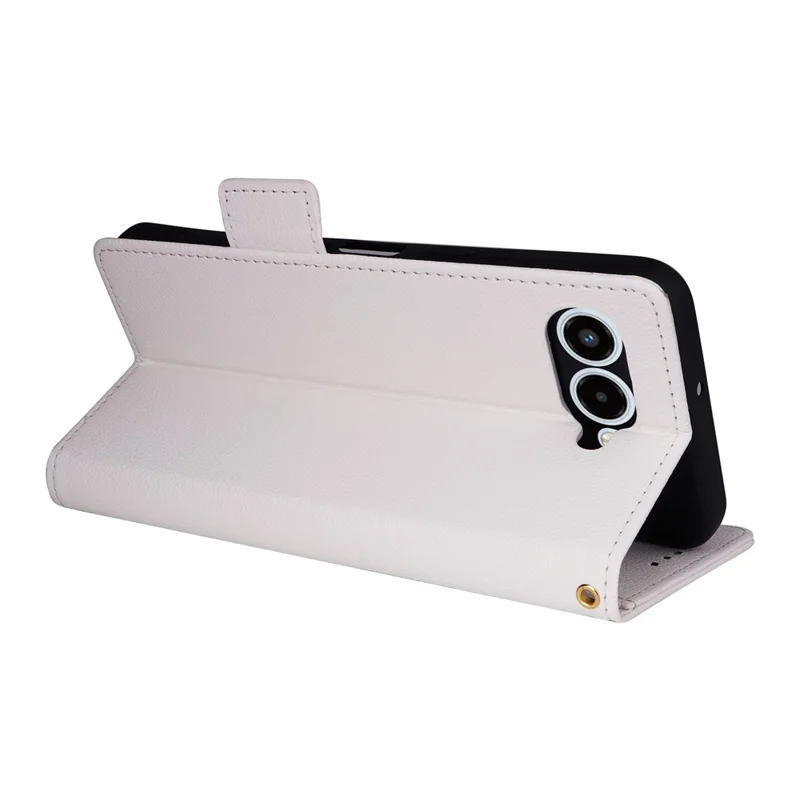 For T-Mobile REVVL 8  /  T Phone 3 Case Litchi Texture Wallet Leather Phone Cover with Wrist Strap - White