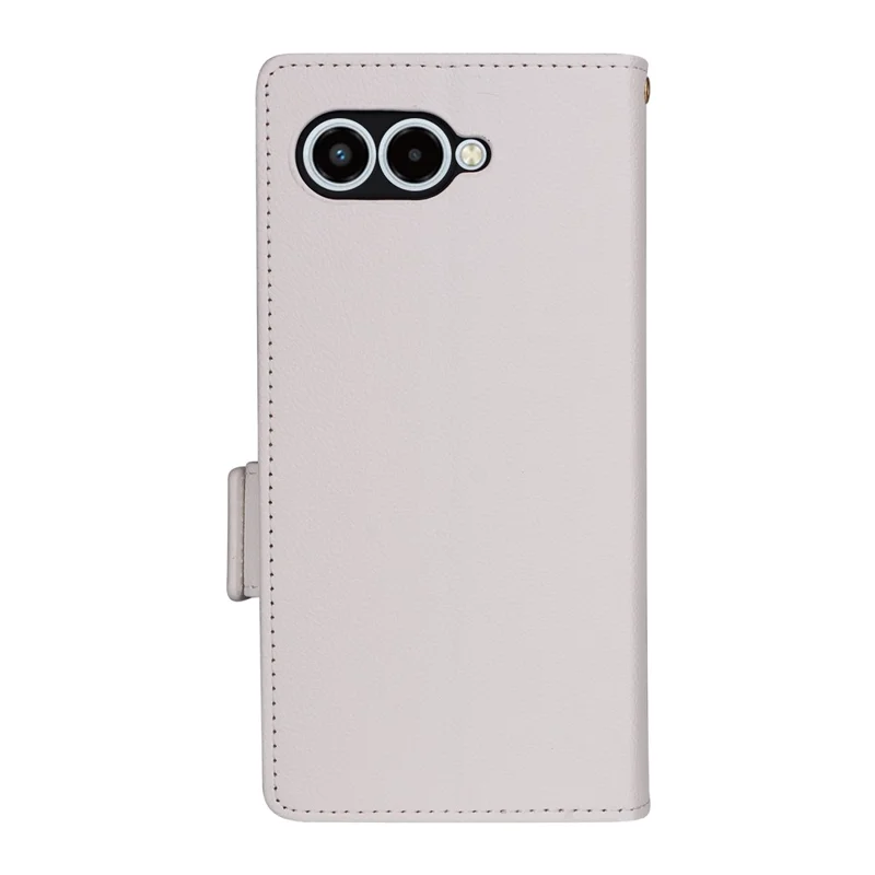 For T-Mobile REVVL 8  /  T Phone 3 Case Litchi Texture Wallet Leather Phone Cover with Wrist Strap - White