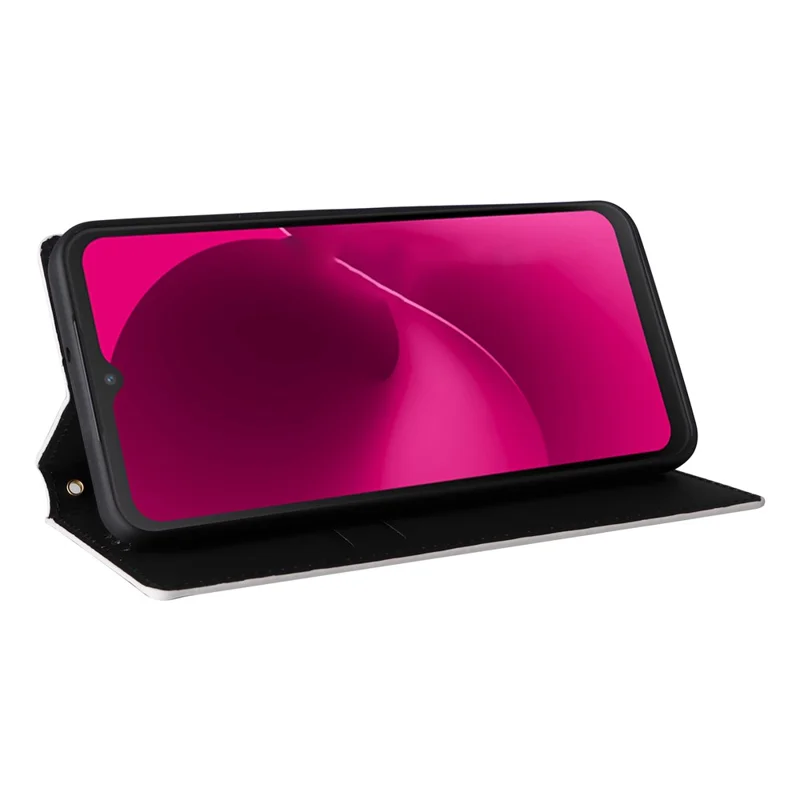 For T-Mobile REVVL 8  /  T Phone 3 Case Wallet Rhombus Imprinted Leather Phone Cover - Silver