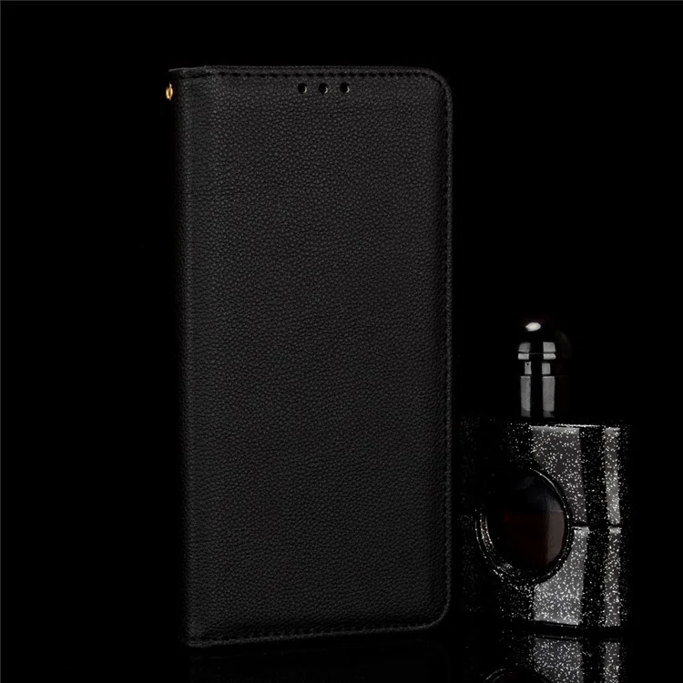 Pour OnePlus Nord N300 5G Couvercle de Téléphone Portable Litchi Texture Tpu + pu Cuir Stand Portefeuille Avec Des Fermoirs Magnétiques Latéraux - le Noir