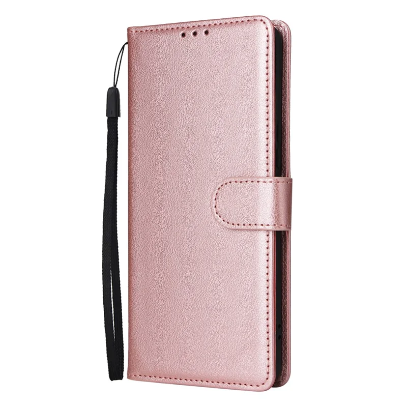 For Oppo A5 5G  /  4G Case Wallet Stand PU Leather Phone Cover with Wrist Strap - Rose Gold