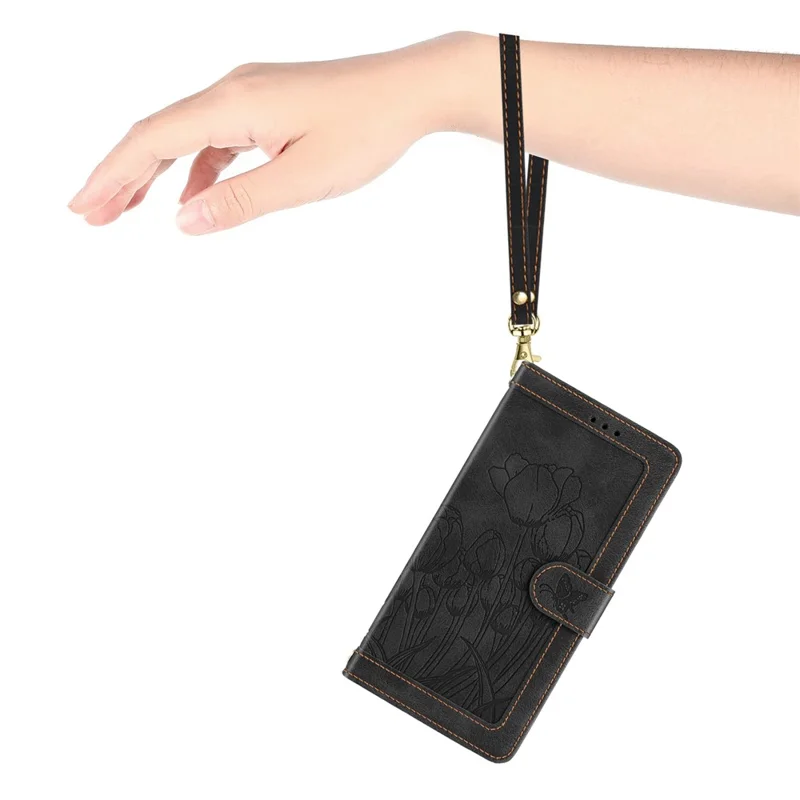 For Xiaomi Redmi Note 15 5G (Global) Case Tulip Leather Phone Cover with 5 Card Slots Wallet - Black