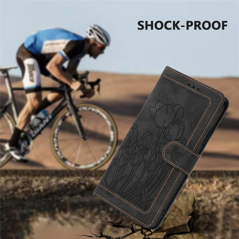 For Xiaomi Redmi Note 15 5G (Global) Case Tulip Leather Phone Cover with 5 Card Slots Wallet - Black