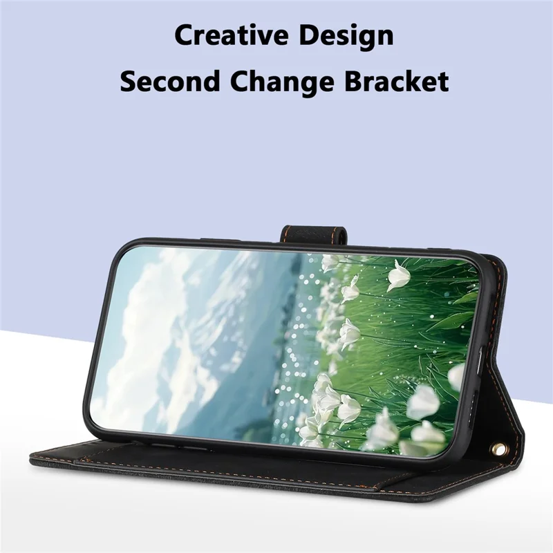 For Xiaomi Redmi Note 15 5G (Global) Case Tulip Leather Phone Cover with 5 Card Slots Wallet - Black