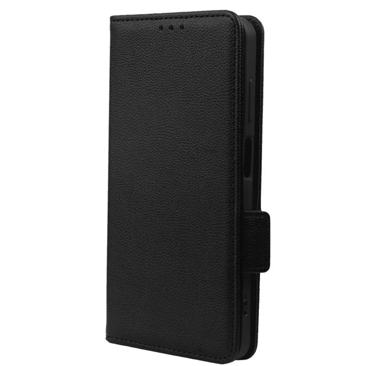 Per Samsung Galaxy A14 5G / 4G Litchi Texture Phone Cover Custodia in Pelle PU Antiurto con Chiusura Magnetica e Supporto Wallet - Nero