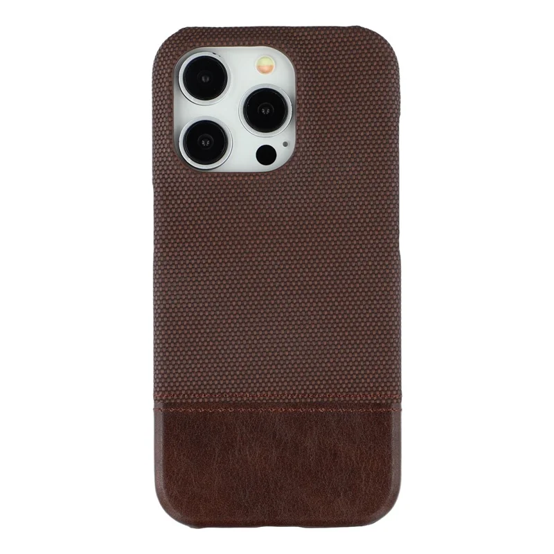For iPhone 13 Pro Max Case PU Leather + PC Splicing Anti-Slip Phone Cover - Dark Brown