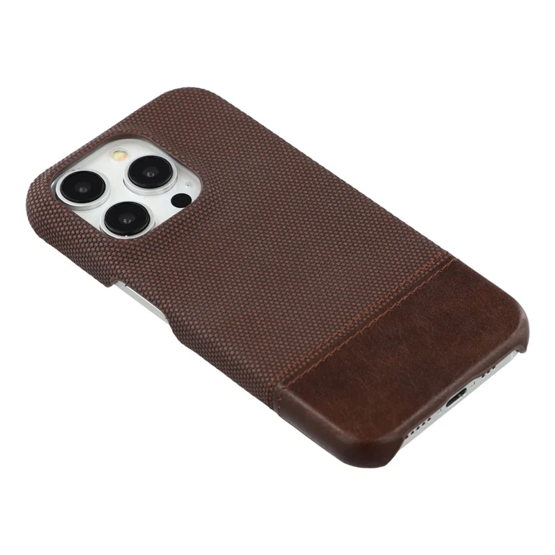 For iPhone 13 Pro Max Case PU Leather + PC Splicing Anti-Slip Phone Cover - Dark Brown