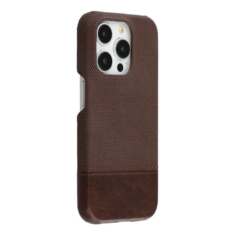 For iPhone 13 Pro Case PU Leather + PC Splicing Anti-Slip Phone Cover - Dark Brown
