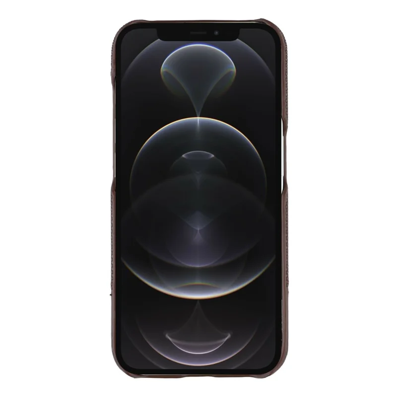 For iPhone 12 Pro Max Case PU Leather + PC Splicing Anti-Slip Phone Cover - Dark Brown