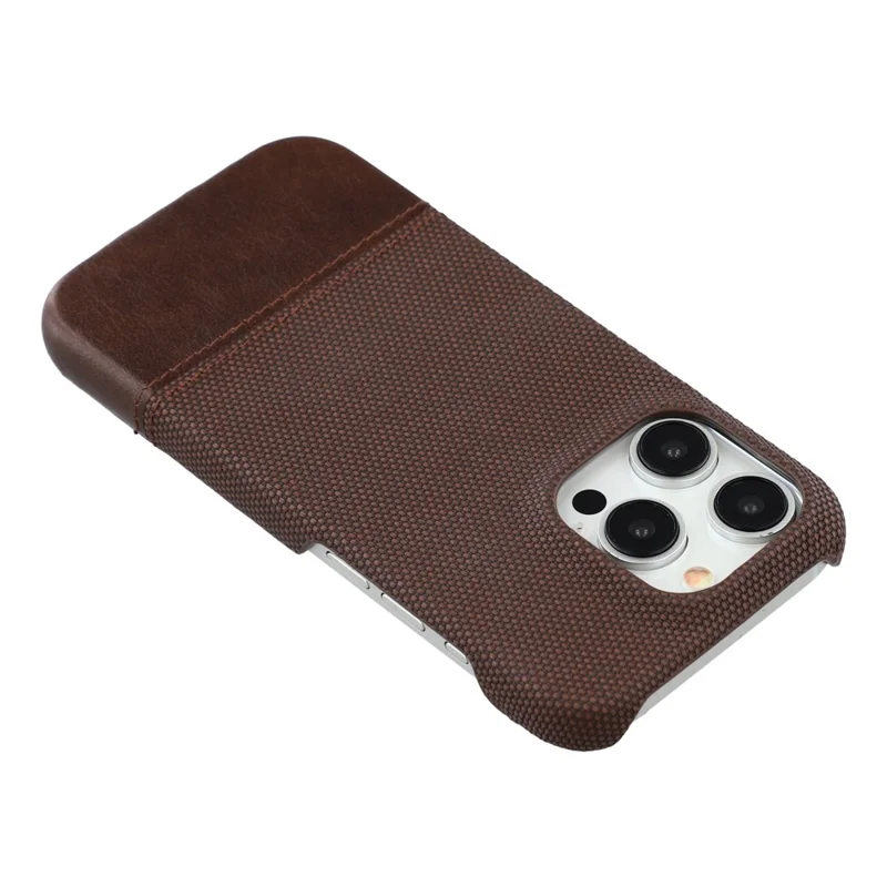 For iPhone 12 Pro Max Case PU Leather + PC Splicing Anti-Slip Phone Cover - Dark Brown