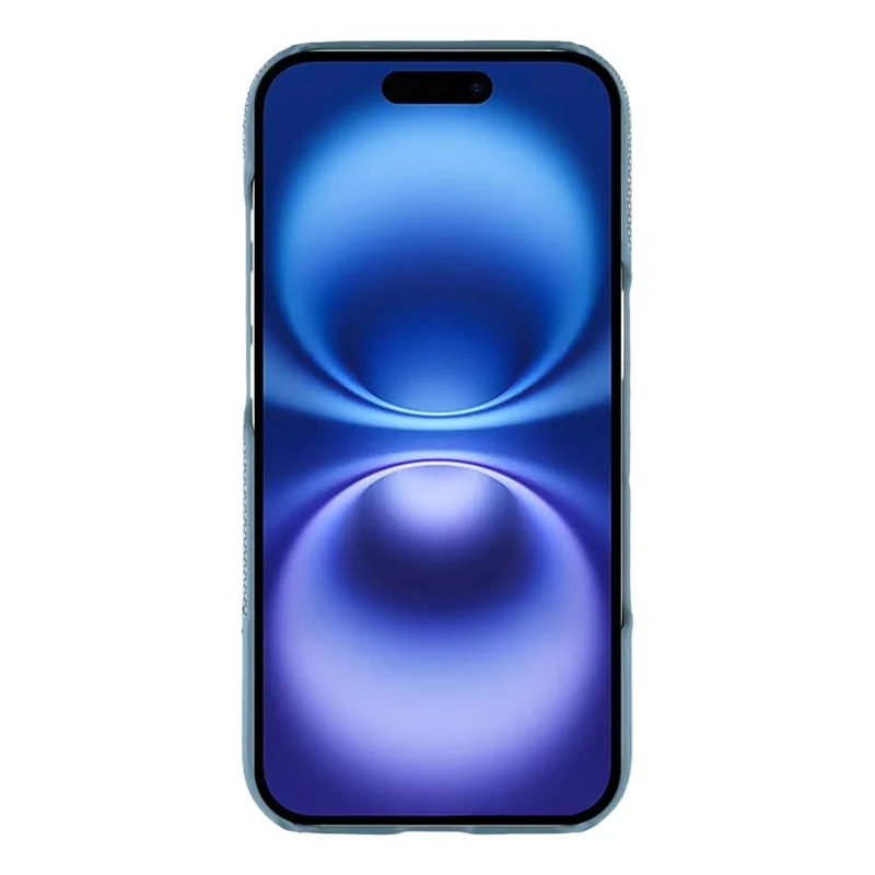 For iPhone 16 Plus Case PU Leather + PC Splicing Anti-Slip Phone Cover - Baby Blue