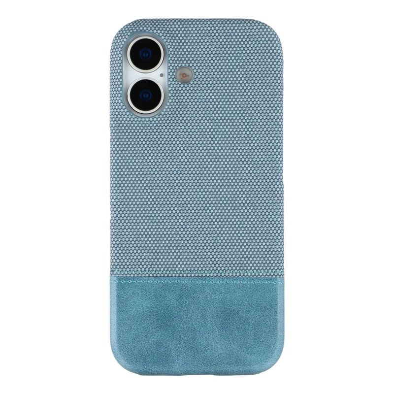 For iPhone 16 Plus Case PU Leather + PC Splicing Anti-Slip Phone Cover - Baby Blue