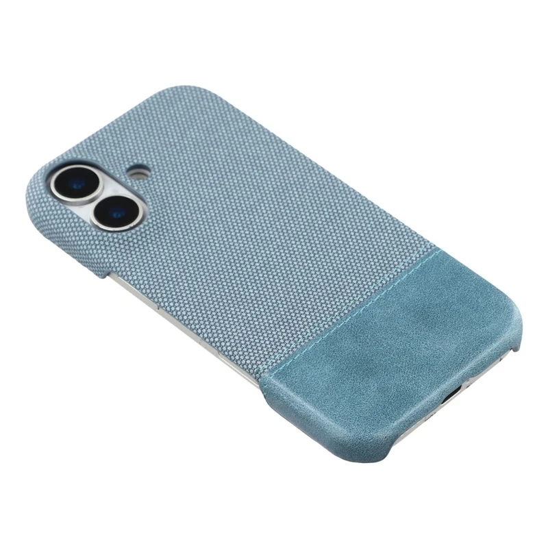 For iPhone 16 Plus Case PU Leather + PC Splicing Anti-Slip Phone Cover - Baby Blue