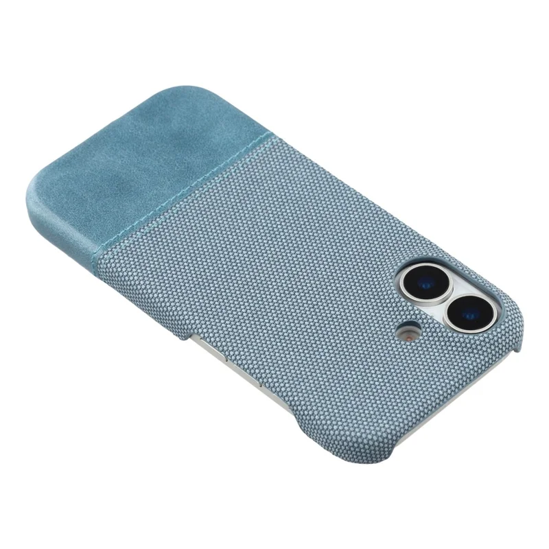 For iPhone 16 Plus Case PU Leather + PC Splicing Anti-Slip Phone Cover - Baby Blue