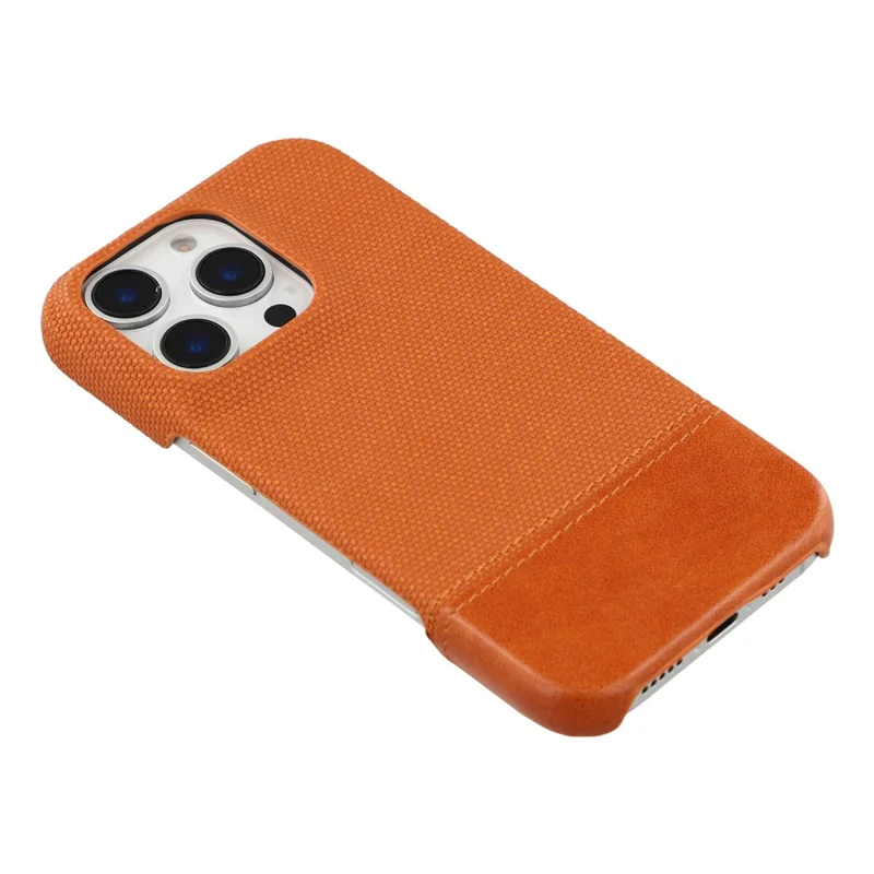 For iPhone 16 Pro Max Case PU Leather + PC Splicing Anti-Slip Phone Cover - Brown