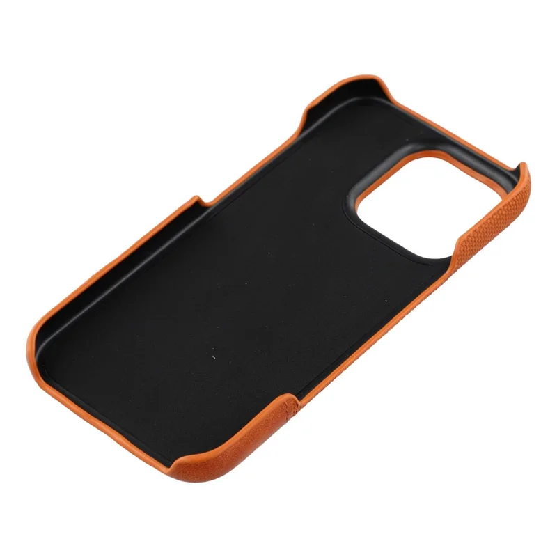 For iPhone 16 Pro Max Case PU Leather + PC Splicing Anti-Slip Phone Cover - Brown