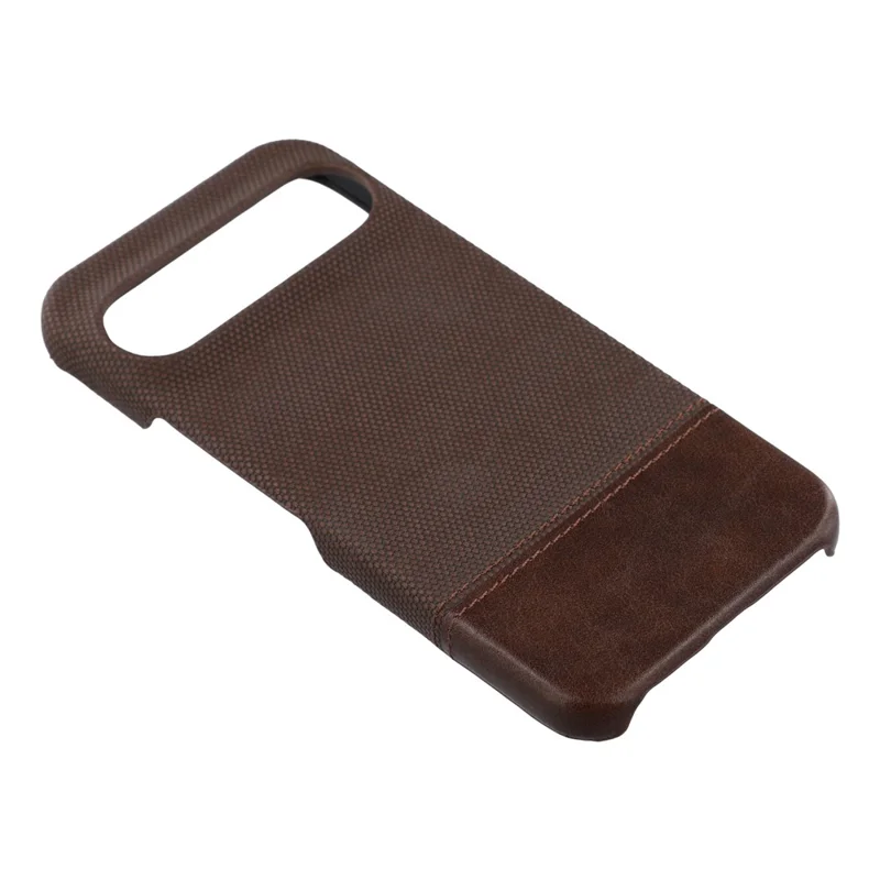 For Google Pixel 9 Pro XL Case PU Leather + PC Splicing Anti-Slip Phone Cover - Dark Brown