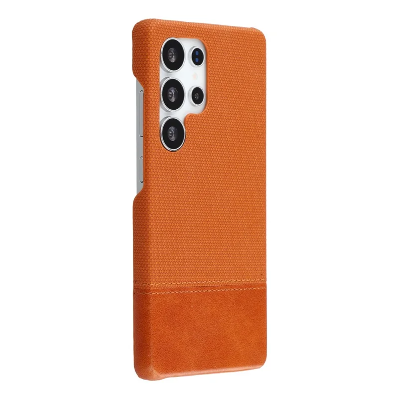 For Samsung Galaxy S23 Ultra Case PU Leather + PC Splicing Anti-Slip Phone Cover - Brown