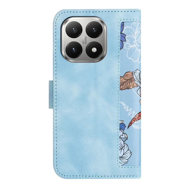 For Xiaomi 15T Case PU Leather Floral Phone Cover with Card Slots - Baby Blue