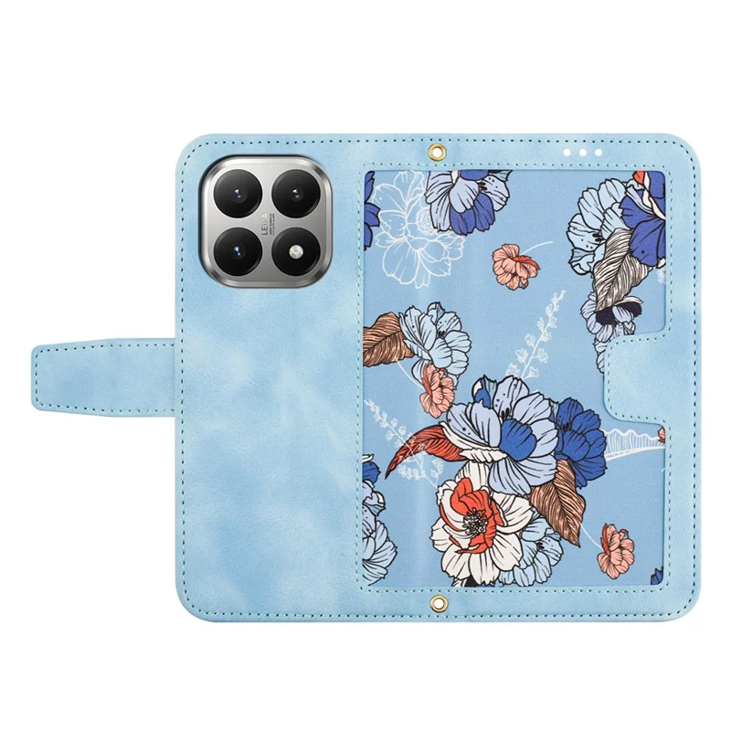 For Xiaomi 15T Case PU Leather Floral Phone Cover with Card Slots - Baby Blue