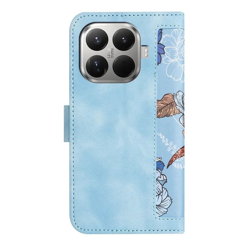 For Xiaomi 15T Pro Case PU Leather Floral Phone Cover with Card Slots - Baby Blue
