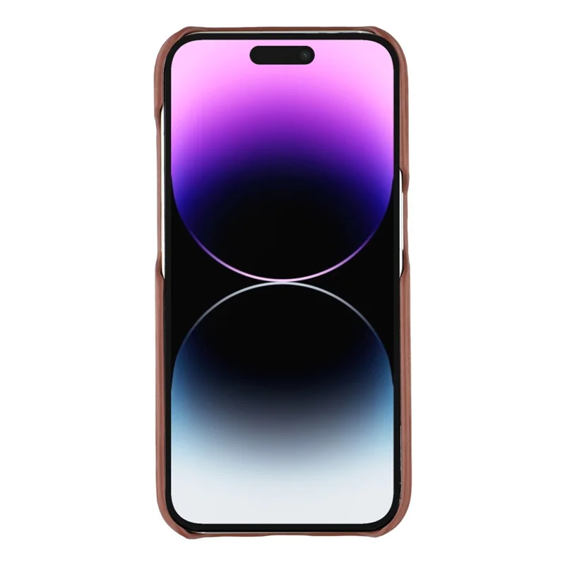 For iPhone 14 Pro Max Case Skin-Touch Leather + PC Phone Cover with Card Slot - Brown