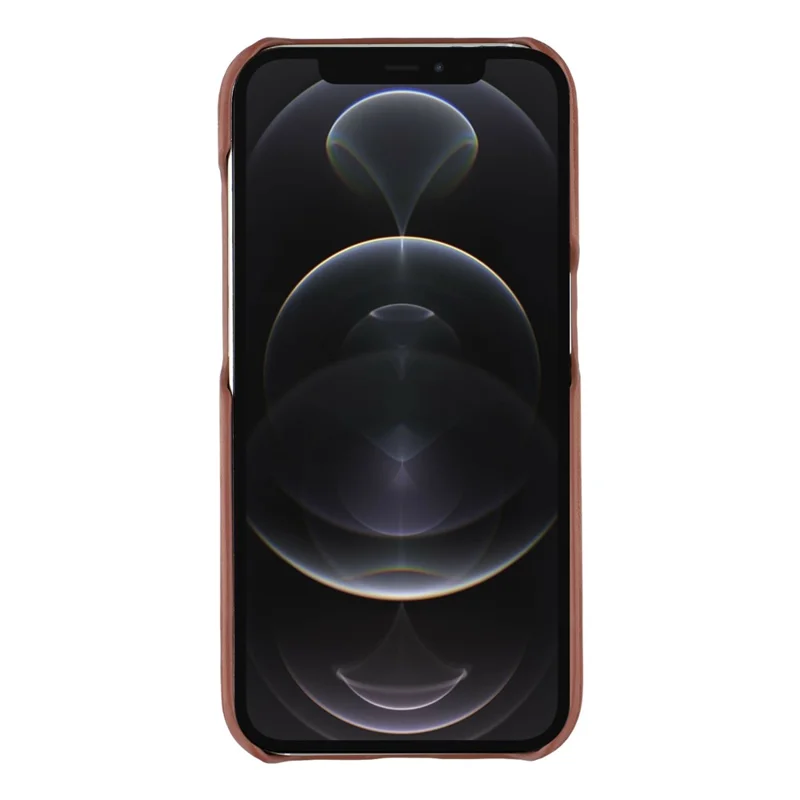 For iPhone 12 Pro Max Case Skin-Touch Leather + PC Phone Cover with Card Slot - Brown