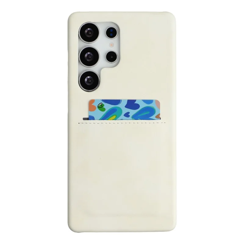 For Samsung Galaxy S23 Ultra Case Skin-Touch Leather + PC Phone Cover with Card Slot - White