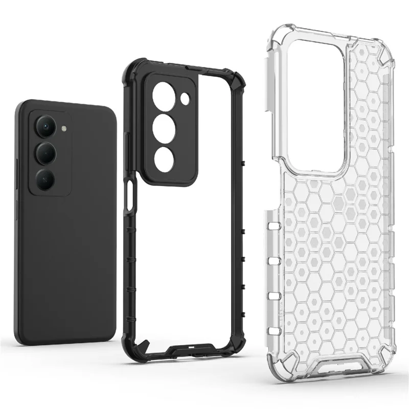 For Xiaomi Redmi 15 5G (Global) (169mm)  /  15 4G (169mm) Case PC + TPU Phone Cover Honeycomb Shape - Grey