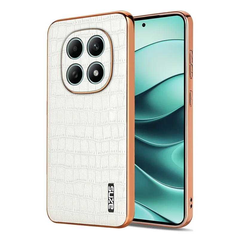 AZNS For Xiaomi Redmi Note 15 5G (Global) Case Electroplating Crocodile Texture PU + TPU Phone Cover - White